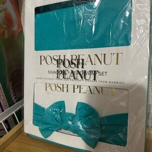 Posh Peanut Teal Swaddle and Headwrap Set
